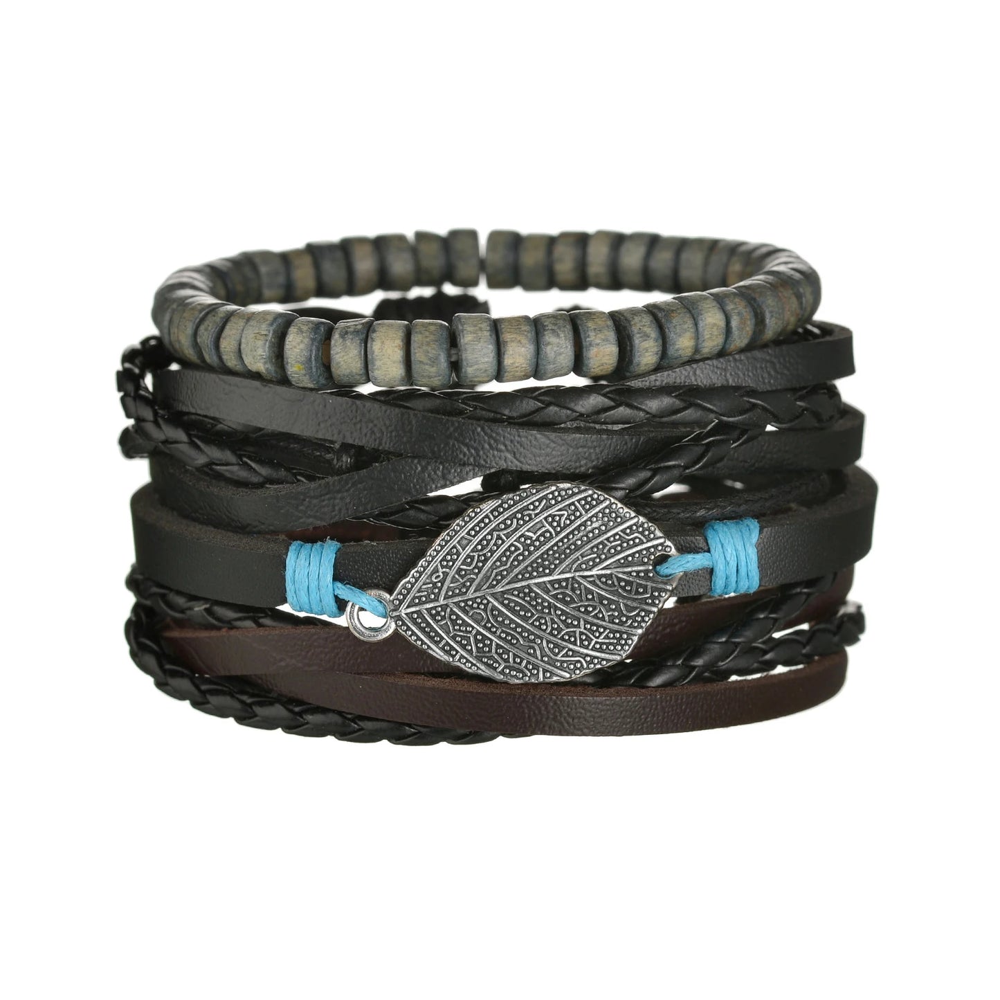 Multilayer Black Leather Bracelets & Bangles for Men. - BLAKESTORE-NG