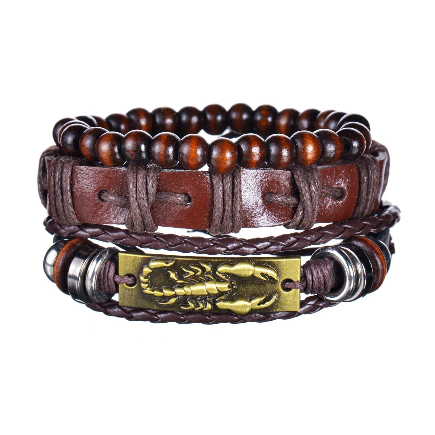 Multilayer Black Leather Bracelets & Bangles for Men. - BLAKESTORE-NG