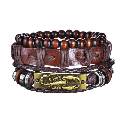 Multilayer Black Leather Bracelets & Bangles for Men. - BLAKESTORE-NG