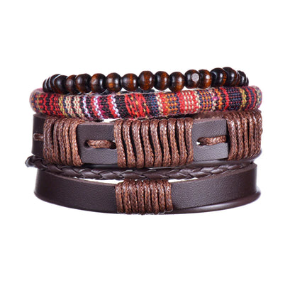 Multilayer Black Leather Bracelets & Bangles for Men. - BLAKESTORE-NG