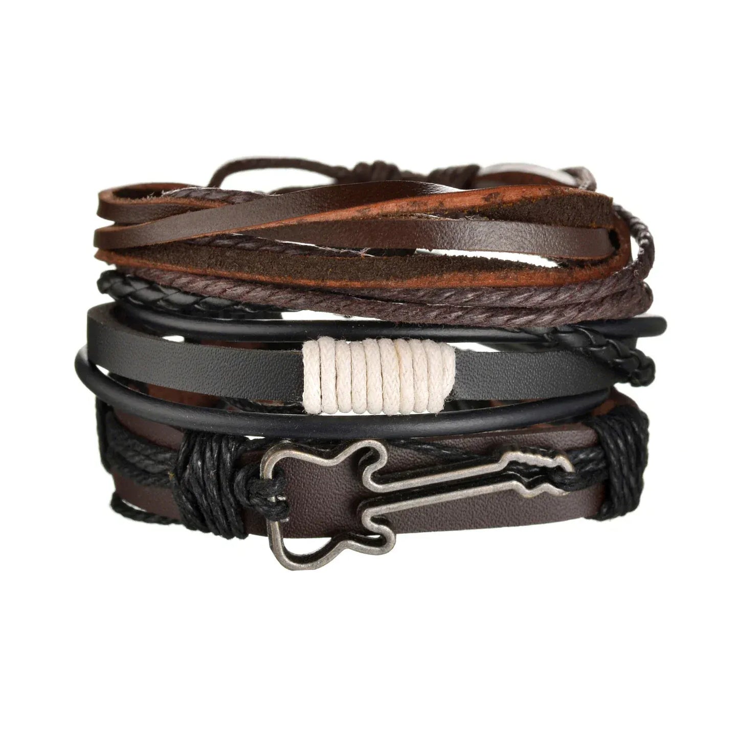 Multilayer Black Leather Bracelets & Bangles for Men. - BLAKESTORE-NG