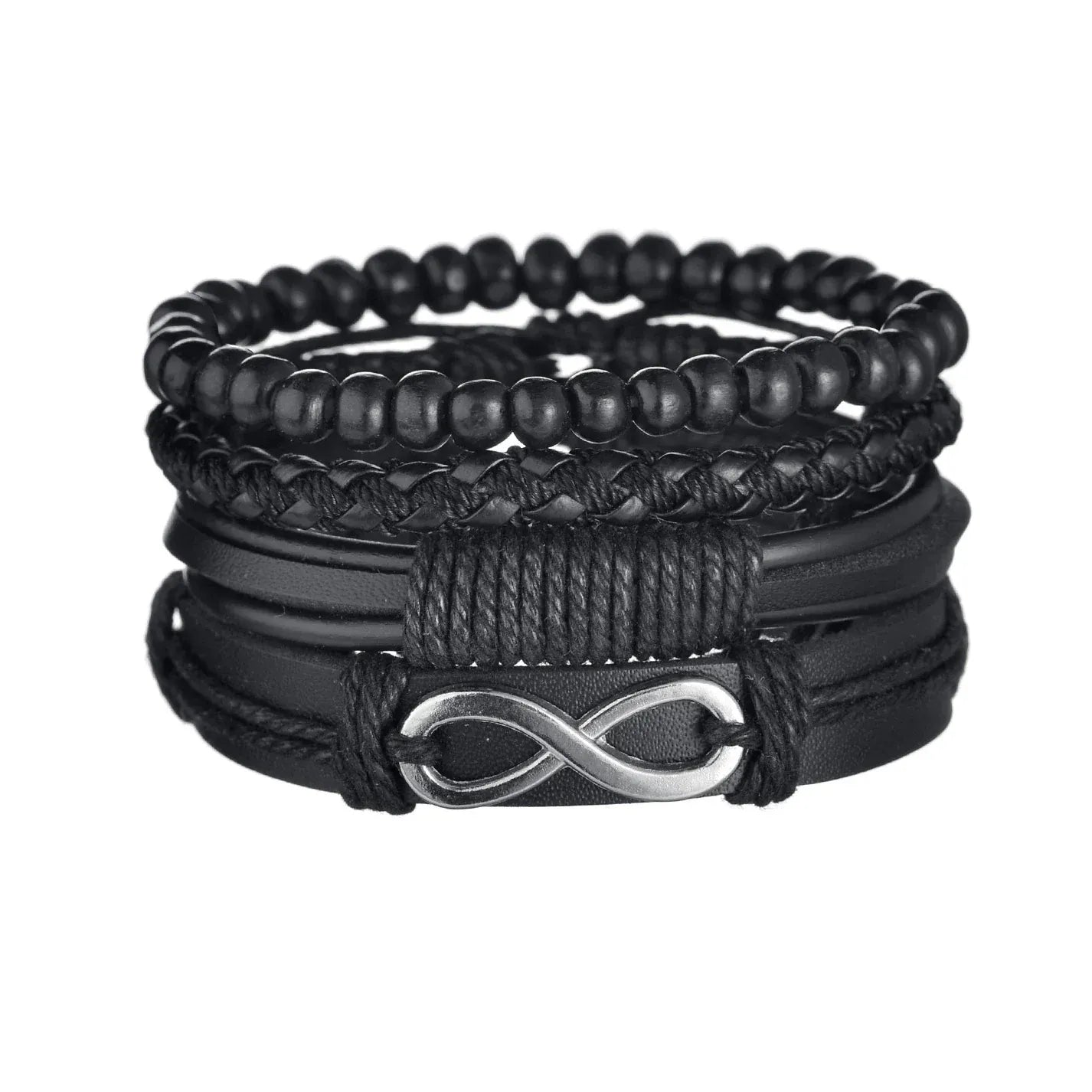 Multilayer Black Leather Bracelets & Bangles for Men. - BLAKESTORE-NG