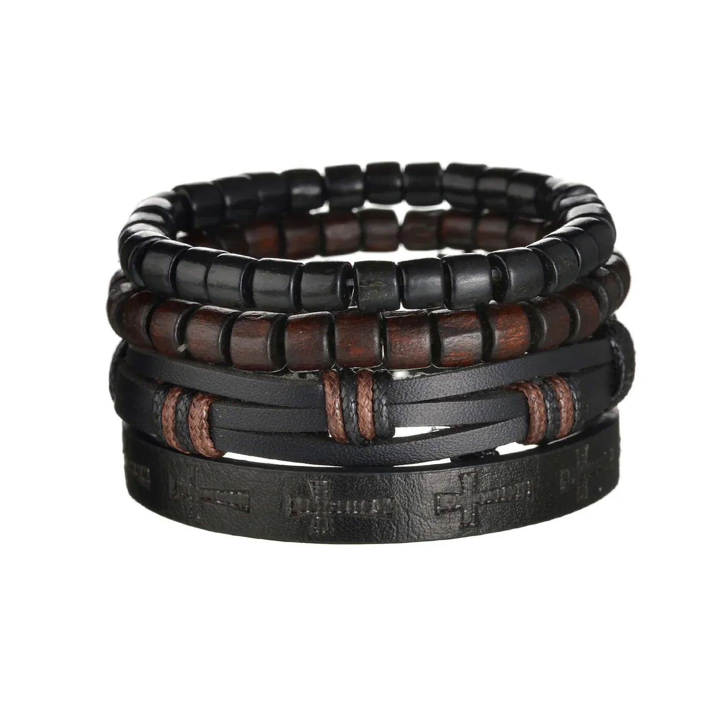 Multilayer Black Leather Bracelets & Bangles for Men. - BLAKESTORE-NG