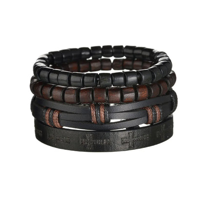 Multilayer Black Leather Bracelets & Bangles for Men. - BLAKESTORE-NG