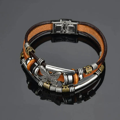Multilayer Black Leather Bracelets & Bangles for Men. - BLAKESTORE-NG