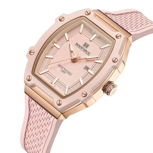 NAVIFORCE Barrel Women’s Watch | Silicone Strap Waterproof Sport Clock - BLAKESTORE-NG