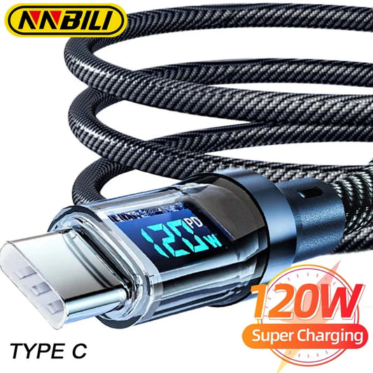 NNBILI 120W Type C to Type C Cable Phone. - BLAKESTORE-NG