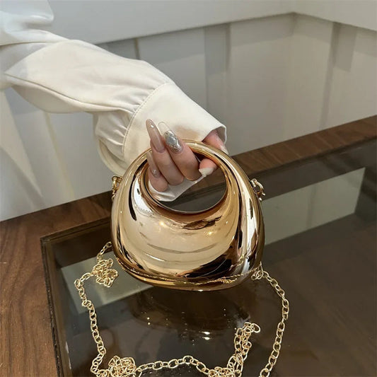 New Gold Silver Fashion Acrylic Moon Women's Handbags. - Maison Novaire