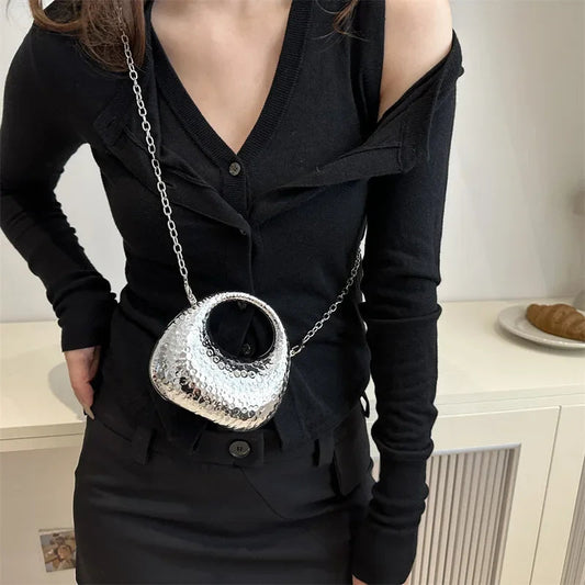 New Gold Silver Fashion Acrylic Moon Women's Handbags. - Maison Novaire