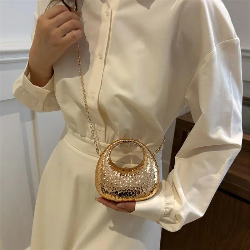 New Gold Silver Fashion Acrylic Moon Women's Handbags. - Maison Novaire
