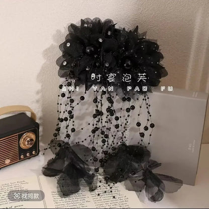 New Pearls Tassel Feather Sweet Hair Shark Clip. - Maison Novaire #