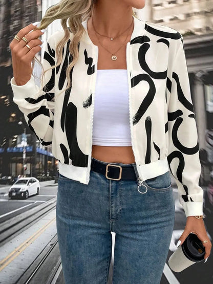 Number Print Zip Up Jacket - Maison Novaire #