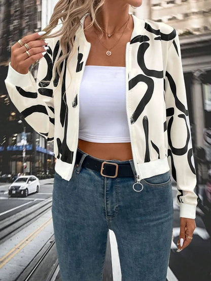 Number Print Zip Up Jacket - Maison Novaire #