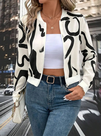 Number Print Zip Up Jacket - Maison Novaire #
