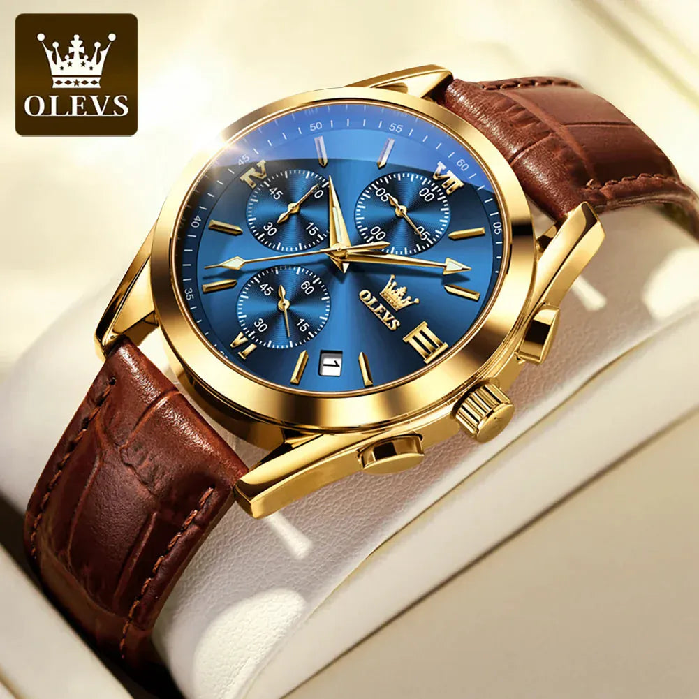 OLEVS 2872 Luxury Three-Eye Belt Quartz Watch. - BLAKESTORE-NG