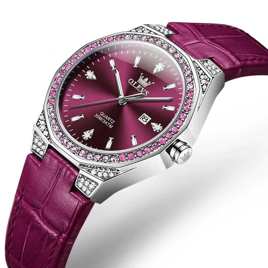 OLEVS 5606 Round-dial Leather  Wristwatch Calendar - BLAKESTORE-NG