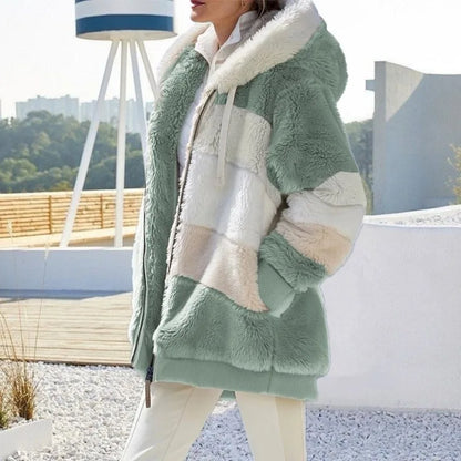 Oversized Plush Hooded Jacket for Women – Fall & Winter - Maison Novaire