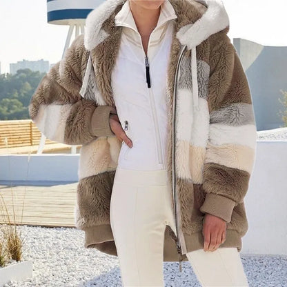 Oversized Plush Hooded Jacket for Women – Fall & Winter - Maison Novaire