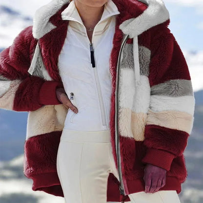 Oversized Plush Hooded Jacket for Women – Fall & Winter - Maison Novaire