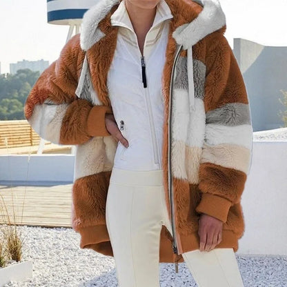 Oversized Plush Hooded Jacket for Women – Fall & Winter - Maison Novaire