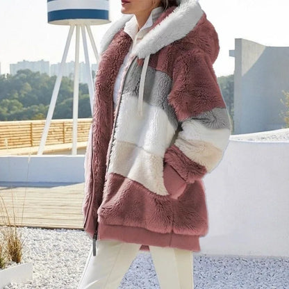 Oversized Plush Hooded Jacket for Women – Fall & Winter - Maison Novaire