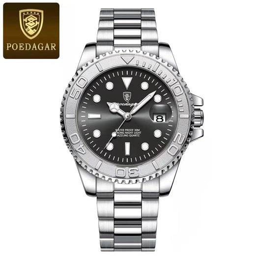 POEDAGAR Men's Luxury Stainless Steel Luminous Sport Watch - BLAKESTORE-NG