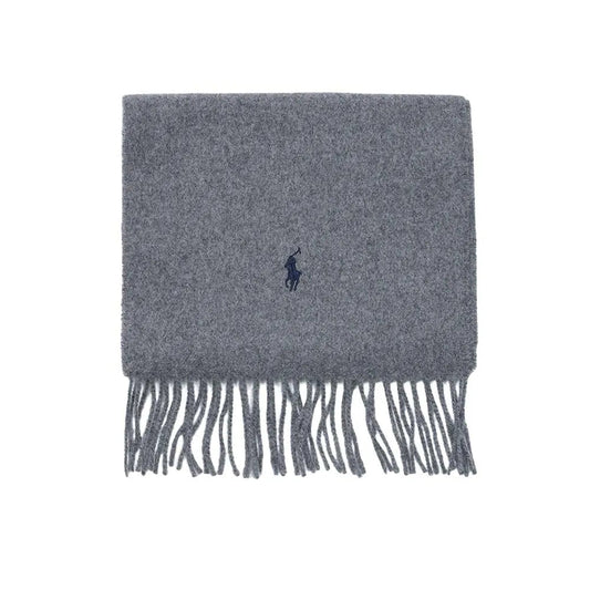 POLO RALPH LAUREN Recycled Wool Muffler PC0476-021 Grey | Unisex Signature Pony Logo Scarf Warm Soft Eco-Friendly Wool Blend - BLAKESTORE-NG