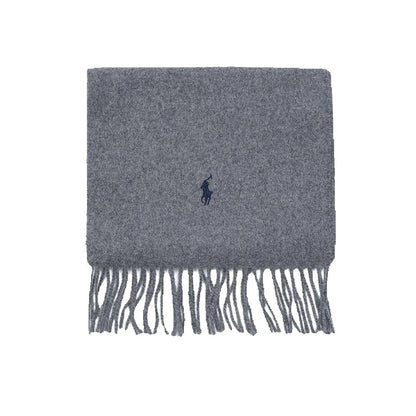 POLO RALPH LAUREN Recycled Wool Muffler PC0476-021 Grey | Unisex Signature Pony Logo Scarf Warm Soft Eco-Friendly Wool Blend - BLAKESTORE-NG