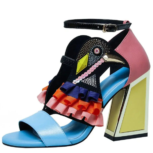 Party Rhinestone Chunky Heel Novelty Shoes. - BLAKESTORE-NG