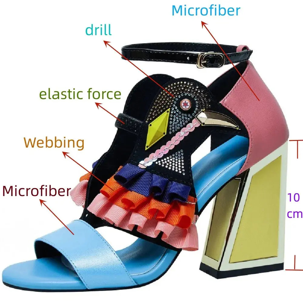 Party Rhinestone Chunky Heel Novelty Shoes. - Maison Novaire #