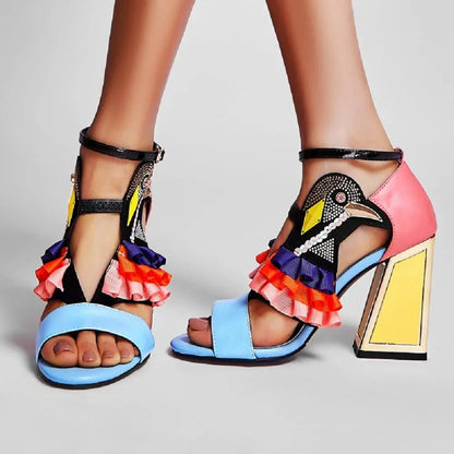 Party Rhinestone Chunky Heel Novelty Shoes. - Maison Novaire #
