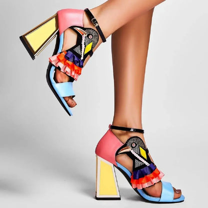 Party Rhinestone Chunky Heel Novelty Shoes. - Maison Novaire #