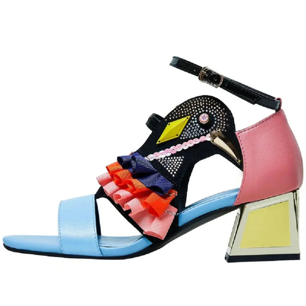 Party Rhinestone Chunky Heel Novelty Shoes. - Maison Novaire #