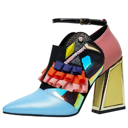 Party Rhinestone Chunky Heel Novelty Shoes. - Maison Novaire #