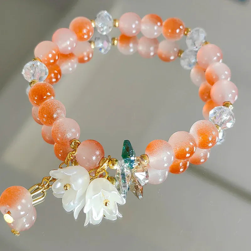 Peach Blossom Beaded Bracelet for Women - BLAKESTORE-NG