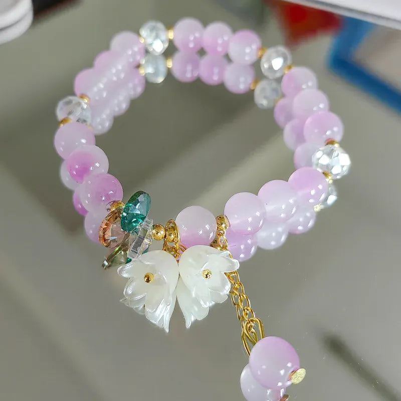 Peach Blossom Beaded Bracelet for Women - BLAKESTORE-NG