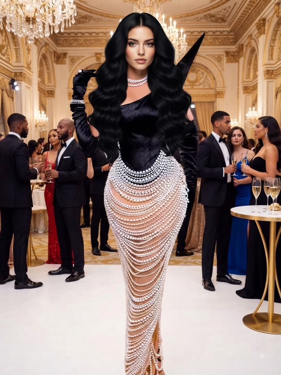 Pearl-Embellished Strapless Mermaid Gown | Maison Novaire Collection  - Black / Custom made - Maison Novaire