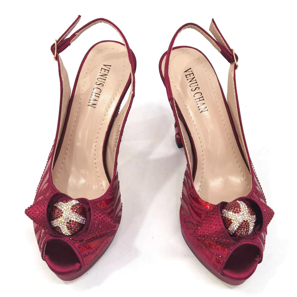 Peep Toe Sandals with Matching Bag Set | Women Sexy High Heel Peep Toe Shoes & Purse Combo for Party Wedding Evening - BLAKESTORE-NG