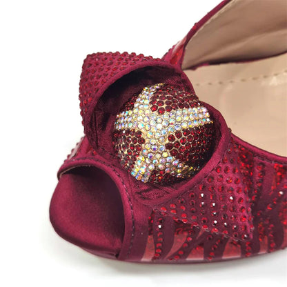 Peep Toe Sandals with Matching Bag Set | Women Sexy High Heel Peep Toe Shoes & Purse Combo for Party Wedding Evening - BLAKESTORE-NG