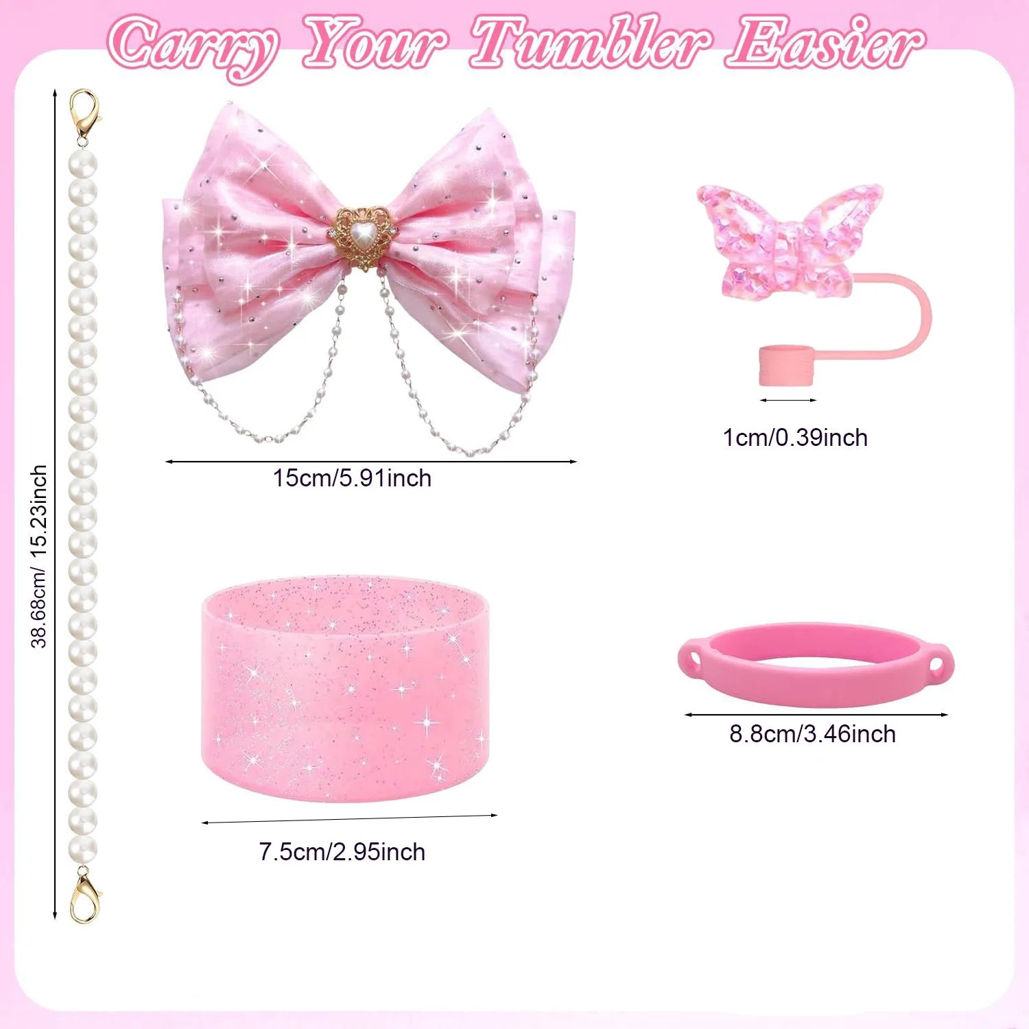 Pink 12pcs 30oz 40oz Tumbler Cup Accessories Set. - Maison Novaire #
