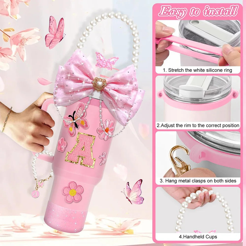 Pink 12pcs 30oz 40oz Tumbler Cup Accessories Set. - Maison Novaire #