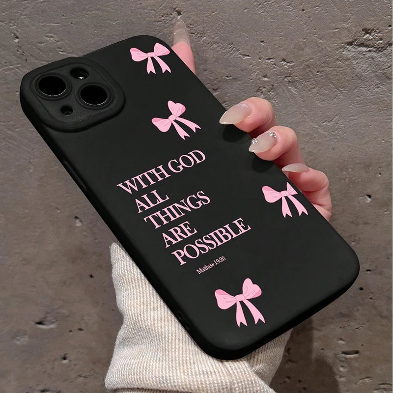 Pink Girl Bow Slogan Phone Case - Maison Novaire #