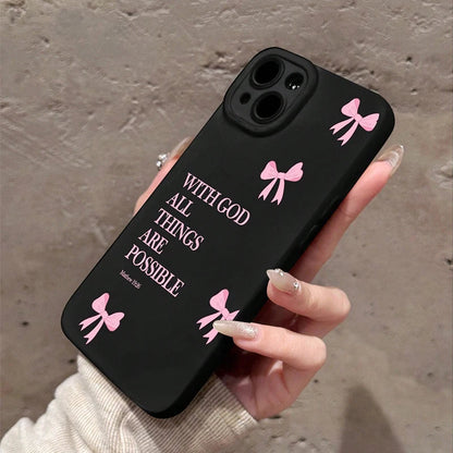 Pink Girl Bow Slogan Phone Case - Maison Novaire #