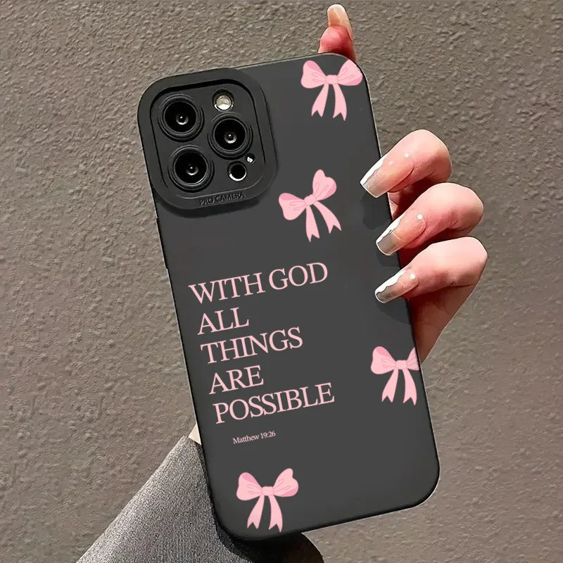 Pink Girl Bow Slogan Phone Case - Maison Novaire #
