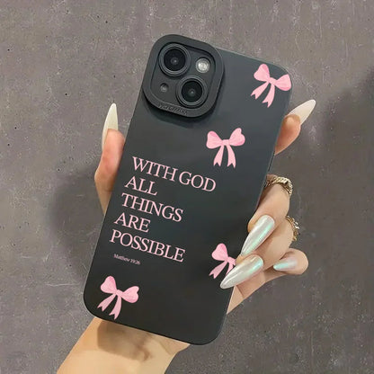 Pink Girl Bow Slogan Phone Case - Maison Novaire #