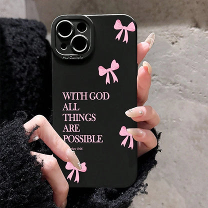 Pink Girl Bow Slogan Phone Case - Maison Novaire #