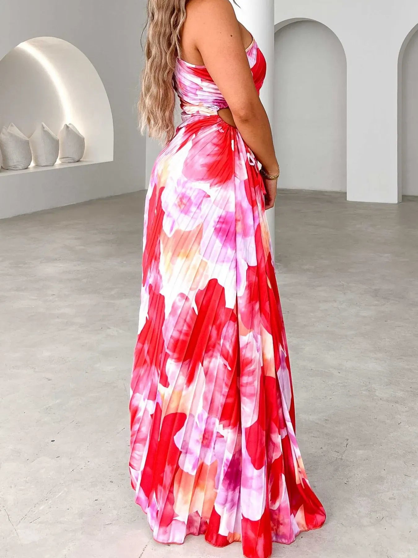 Printed Asymmetrical Maxi Dress - BLAKESTORE-NG