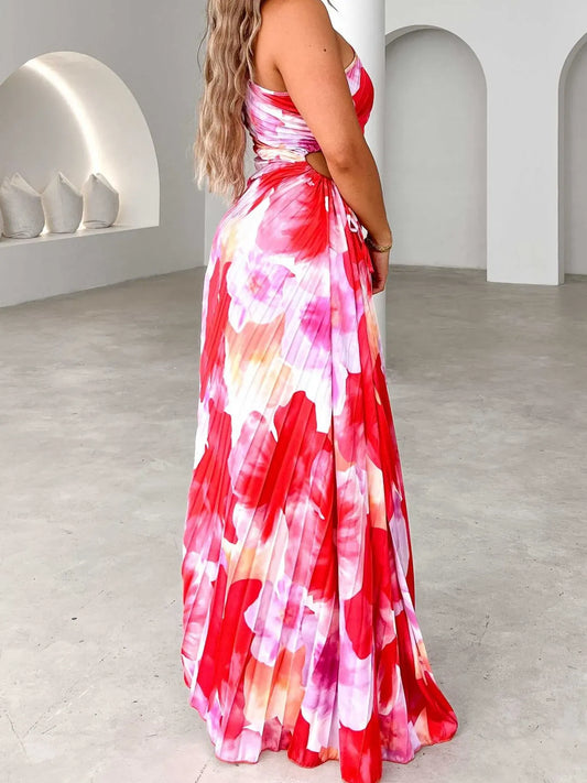 Printed Asymmetrical Maxi Dress - BLAKESTORE-NG