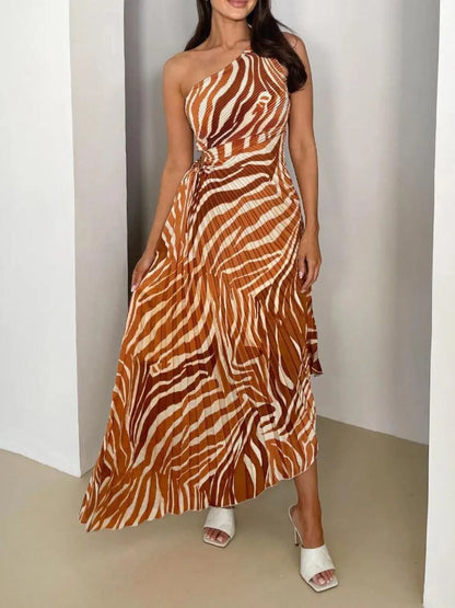 Printed Asymmetrical Maxi Dress - BLAKESTORE-NG