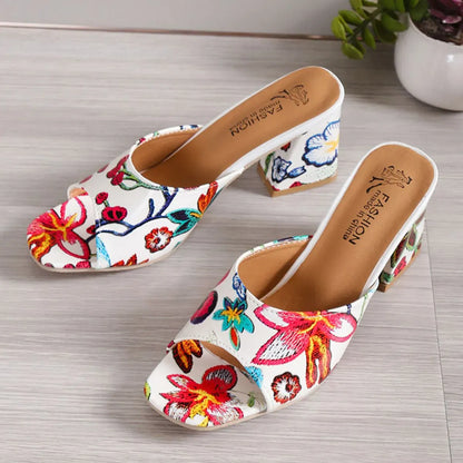 Printed Block Heels Sandals - Maison Novaire #